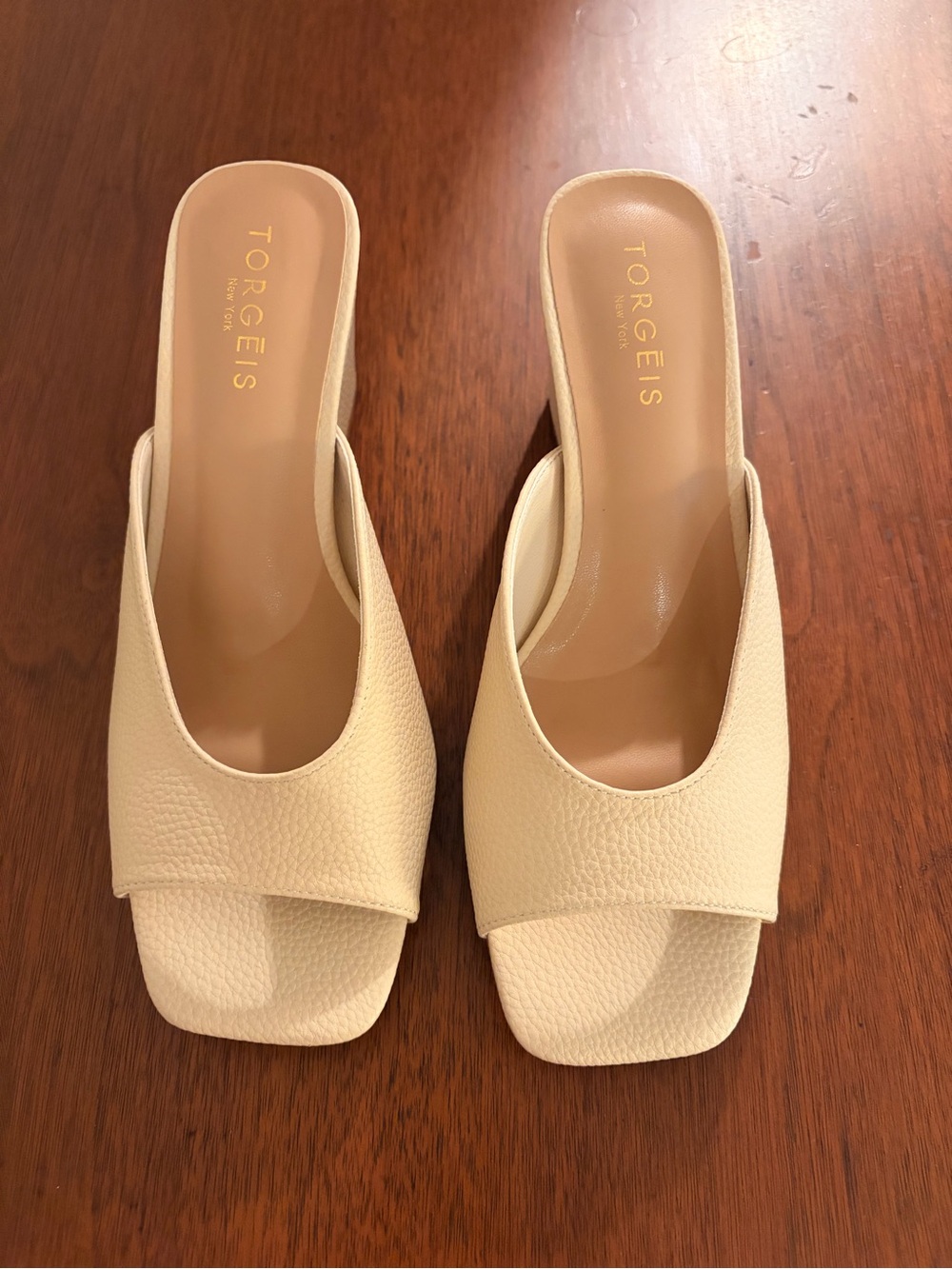 Torgeis Women's Cream Slide Sandals - Elegant Open-Toe Mule